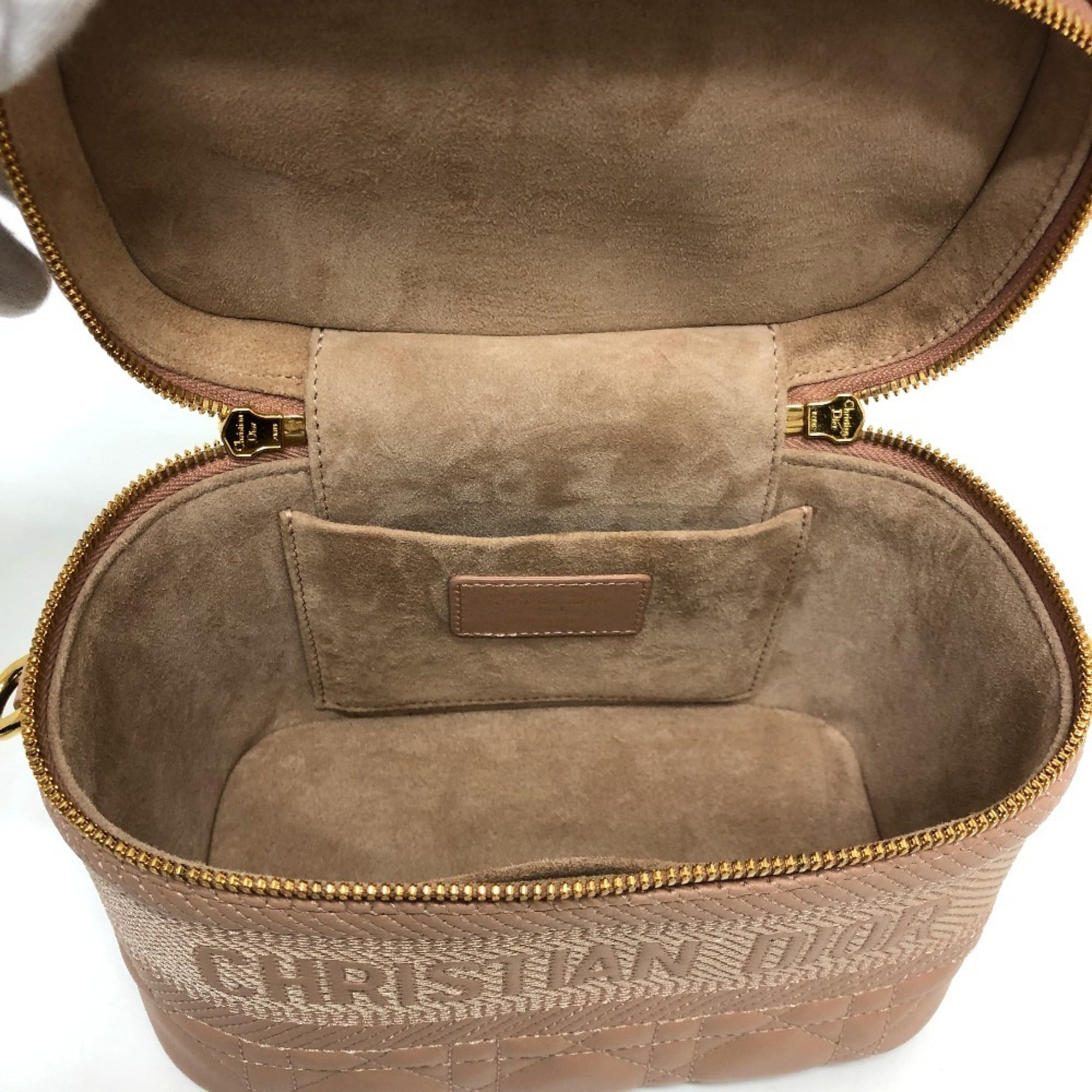 Christian Dior Dior Travel Small Vanity Bag Cannage Stitch Handbag Lambskin Canvas Women's Pink E-240503-12 — New - Store Return