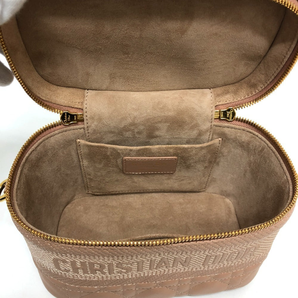 Christian Dior Dior Travel Small Vanity Bag Cannage Stitch Handbag Lambskin Canvas Women's Pink E-240503-12 — New - Store Return