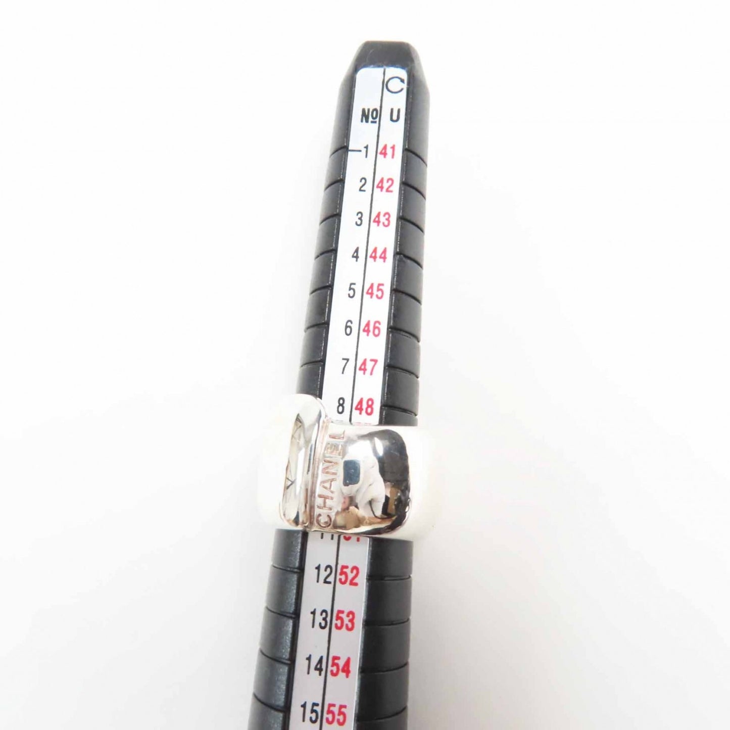 CHANEL Vintage Logo Ring, SV925 Silver, 18g, Women's