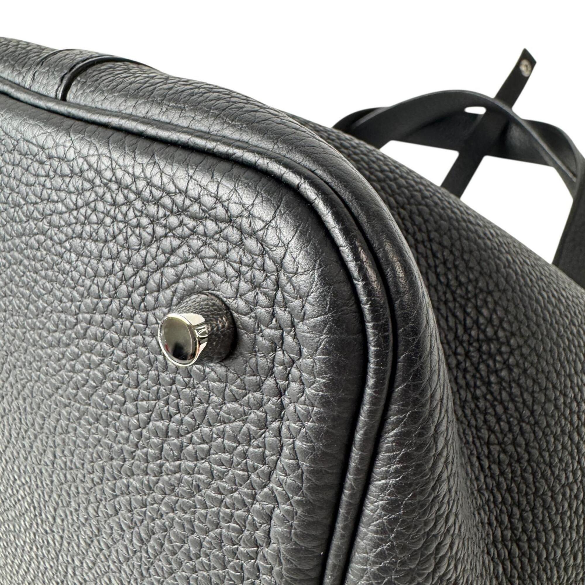 Hermes Picotin Lock MM Noir Black Taurillon Clemence Handbag A Stamp Women's — Like New