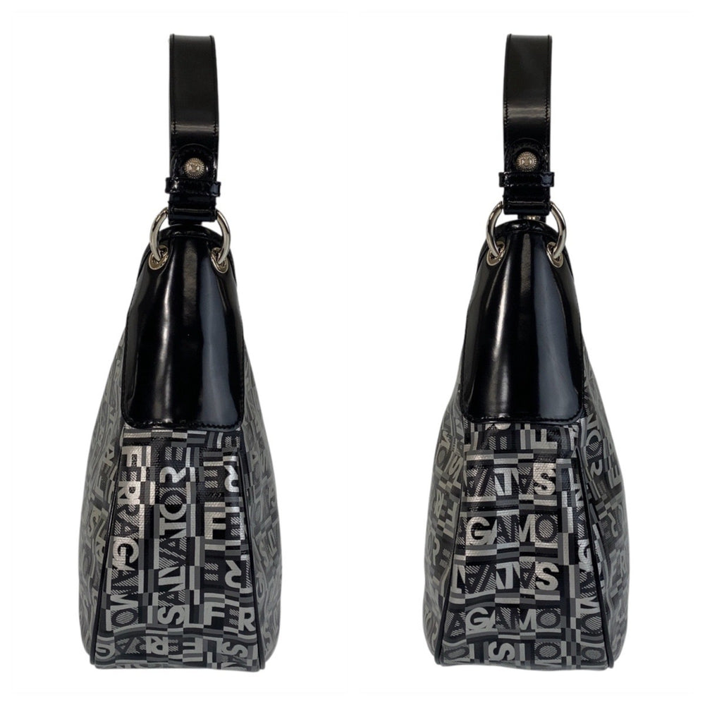 Salvatore Ferragamo Black Grey Silver Hardware Shoulder Bag Women's — Like New