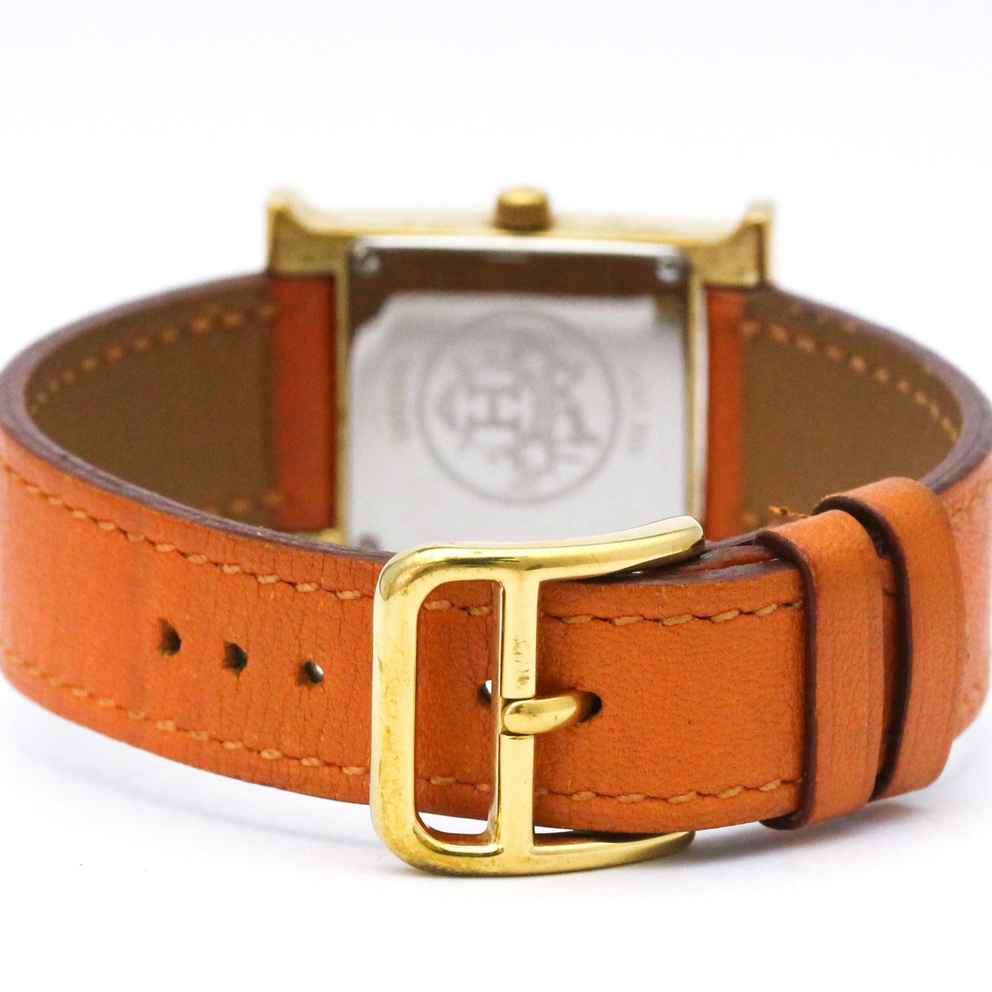 HERMES H Watch Gold Plated Leather Quartz Ladies Watch HH1.201 — Good