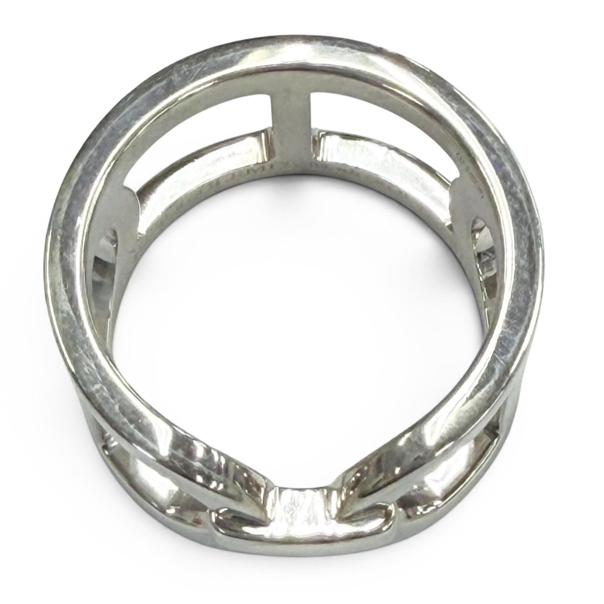 HERMES Ever Chaine d'Ancre Ring, 2018 model, AG925 sterling silver, size 48, with box, made in Italy, weight 5.5g, women's, highly recommended! — Like New