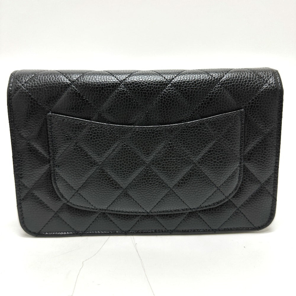 CHANEL AP0250 Matelasse Coco Mark Classic Chain Wallet Shoulder Bag Caviar Skin Women's Black — New - Store Return