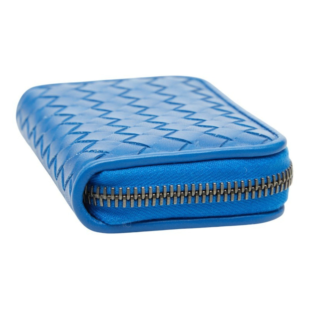 Bottega Veneta Intrecciato Wallet/Coin Purse Blue Leather Women's BOTTEGAVENETA