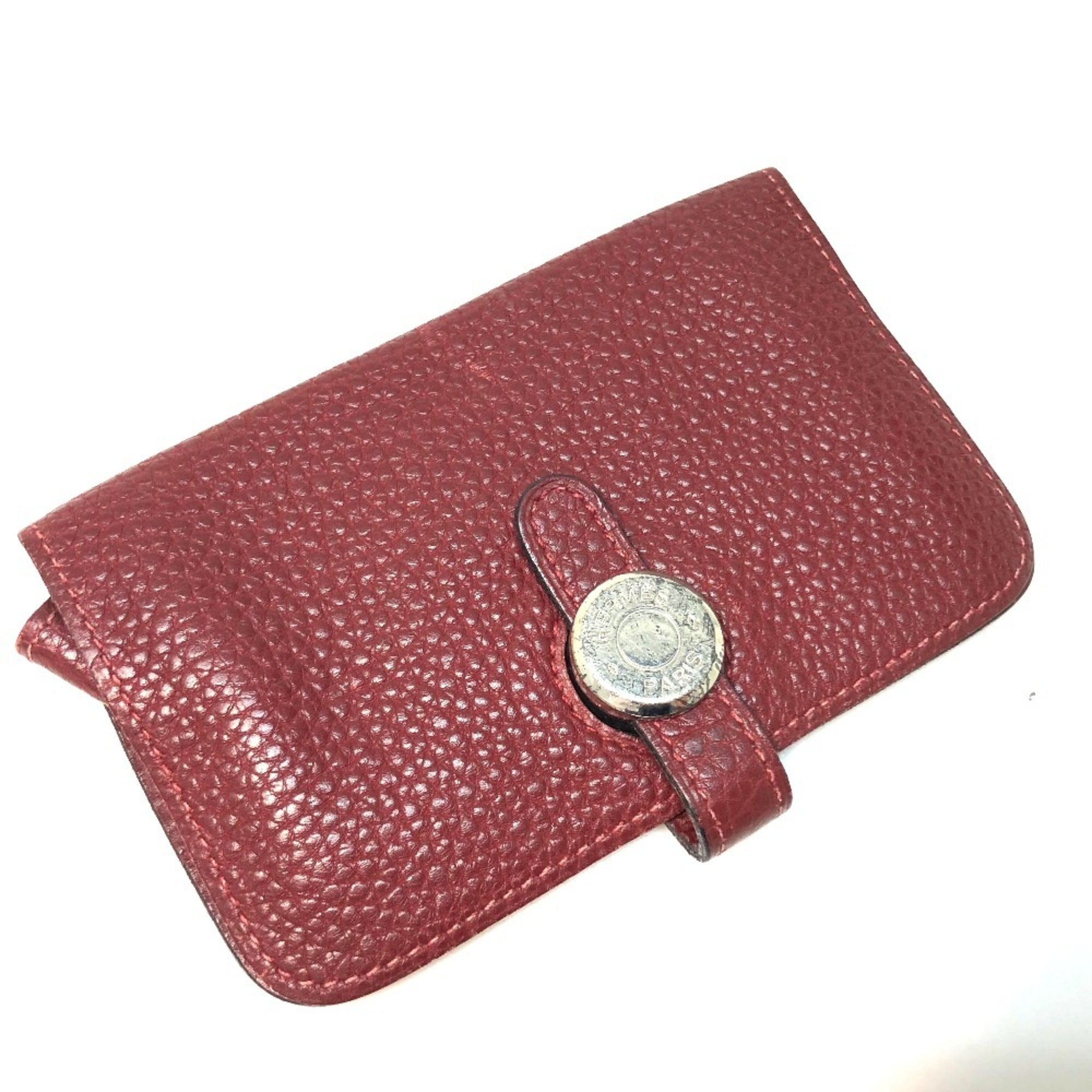 HERMES Dogon Coin Purse Wallet/Coin Case Togo Women's Red Rouge H