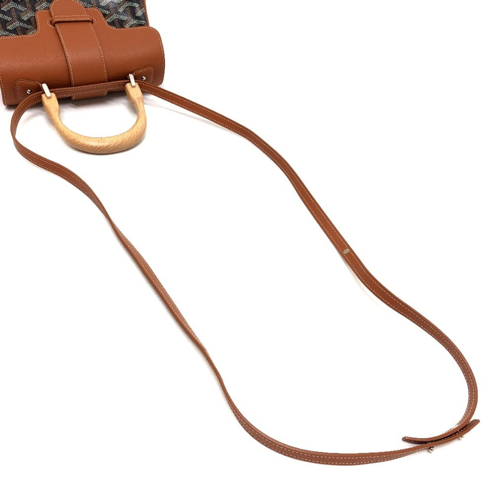 GOYARD Saigon Mini Soft Bag, 2-Way Crossbody Shoulder Handbag, Coated Canvas, Leather, Women's, Black & Tan, Like New — Like New