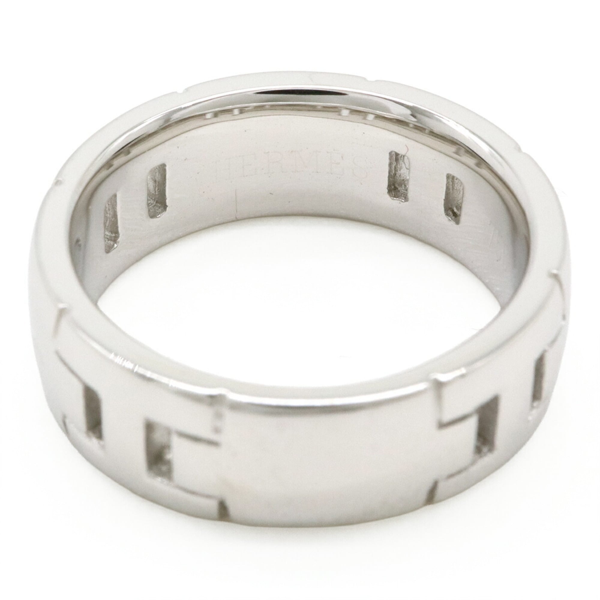 HERMES Hercules Ring, 18KWG (750WG) White Gold, Size #51 (approx. Japanese size 1) — Like New