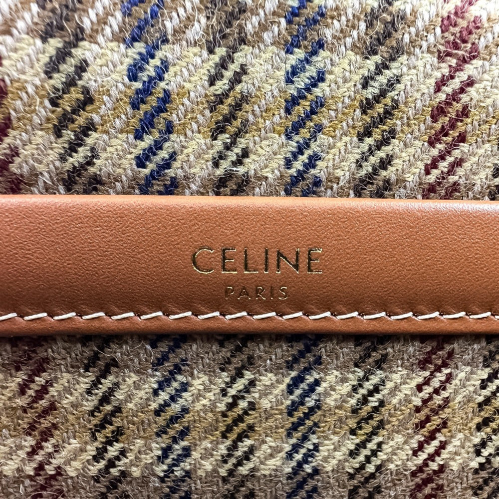 CELINE Triomphe Logo Small Cabas Thais Tweed 2-Way Shoulder Bag 199162EP8.14ML Brown Beige Women's — Like New