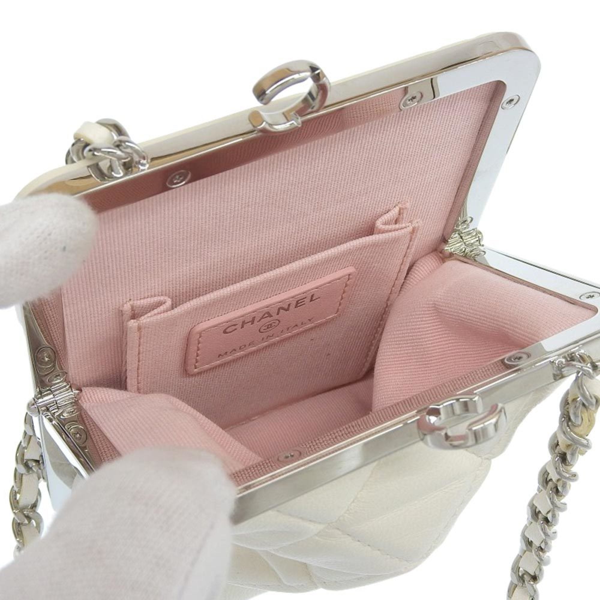Chanel CHANEL here mark clutch shoulder bag with white seal 3 AP2496 — Like New