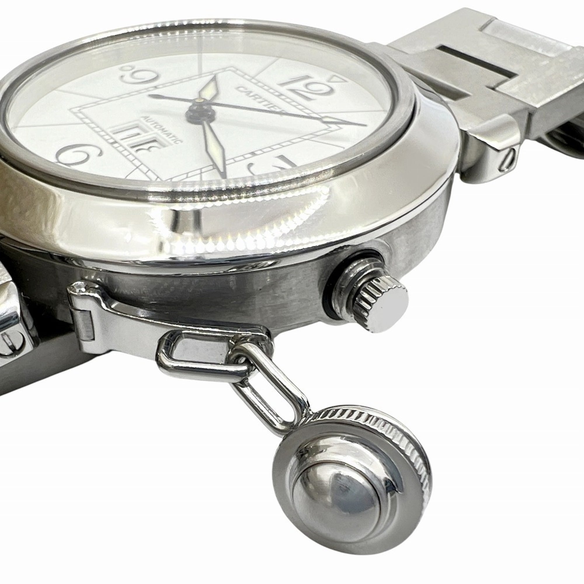 Cartier Pasha C Big Date Stainless Steel White Dial W31055M7 Automatic Watch for Women and Men — Very Good