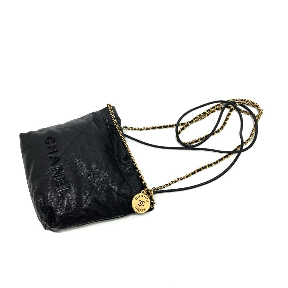 CHANEL AS3980 Matelasse Chanel 22 So Black Bag Shoulder Handbag Caviar Skin Women's — New - Store Return