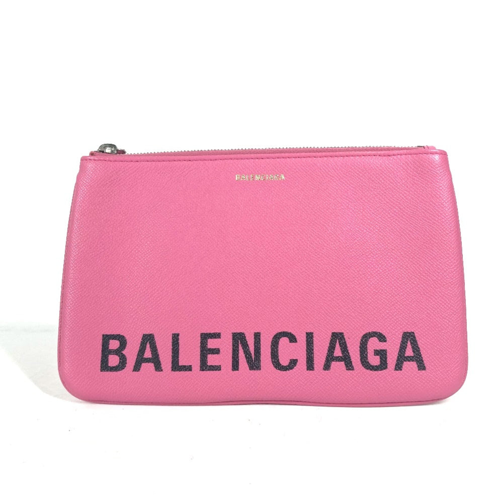 Balenciaga 545773 logo pouch bag Clutch bag pink Black — Like New