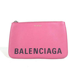 Balenciaga 545773 logo pouch bag Clutch bag pink Black — Like New