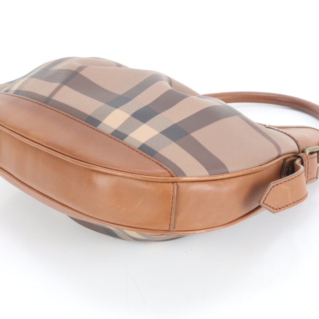 Burberry Nova Check Leather Shoulder Bag/Tote Bag/Handbag Brown Women's
