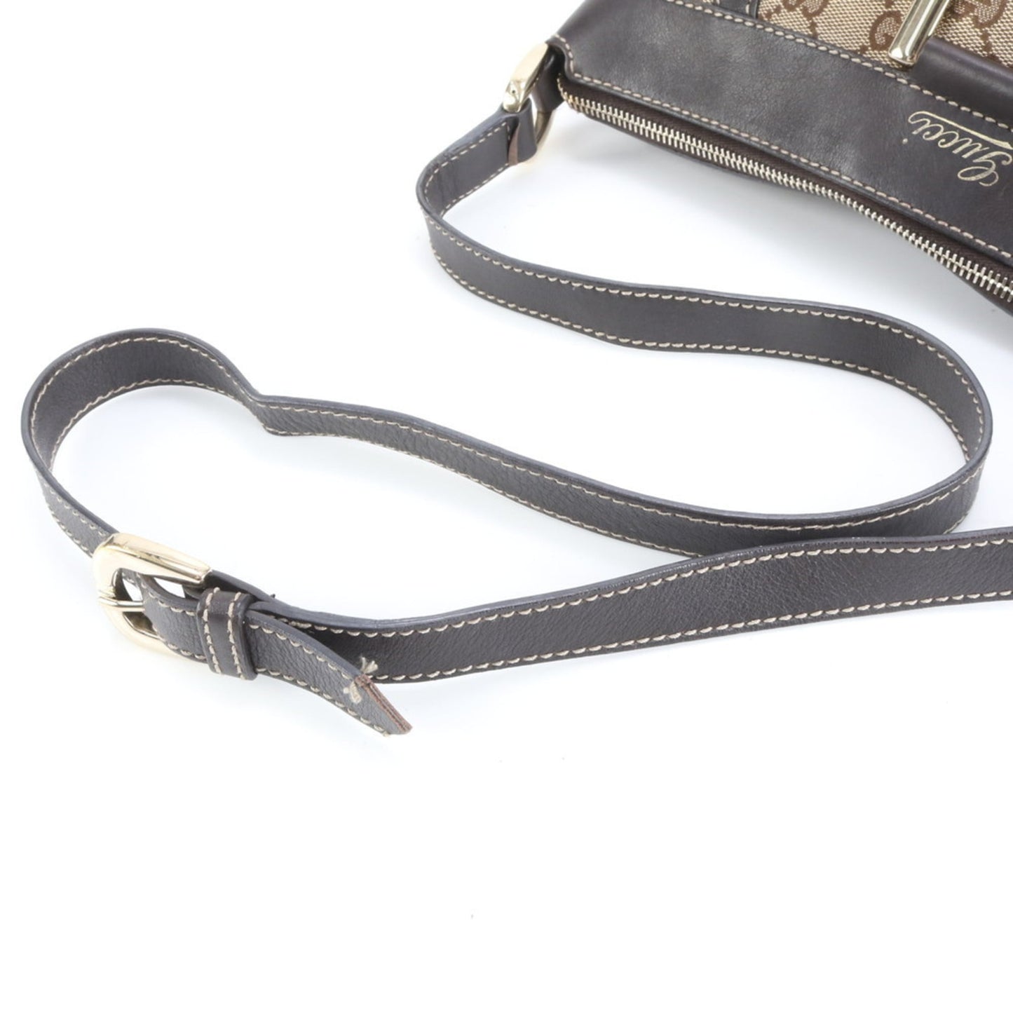 Gucci GG Canvas Abby 203257 Leather Shoulder Bag, Handbag, Brown, Women's