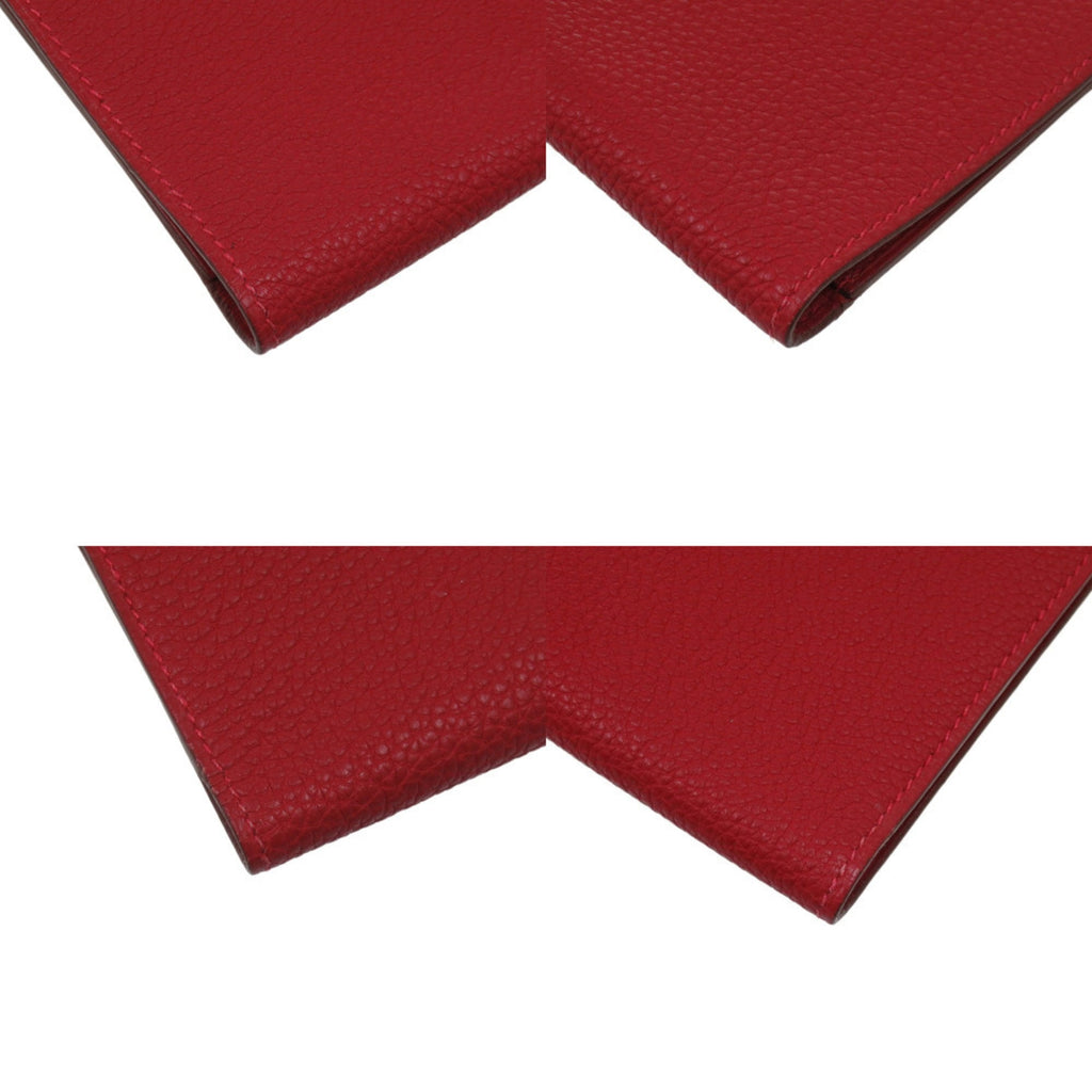 Excellent condition Hermes Dogon MM Togo red long wallet 0026