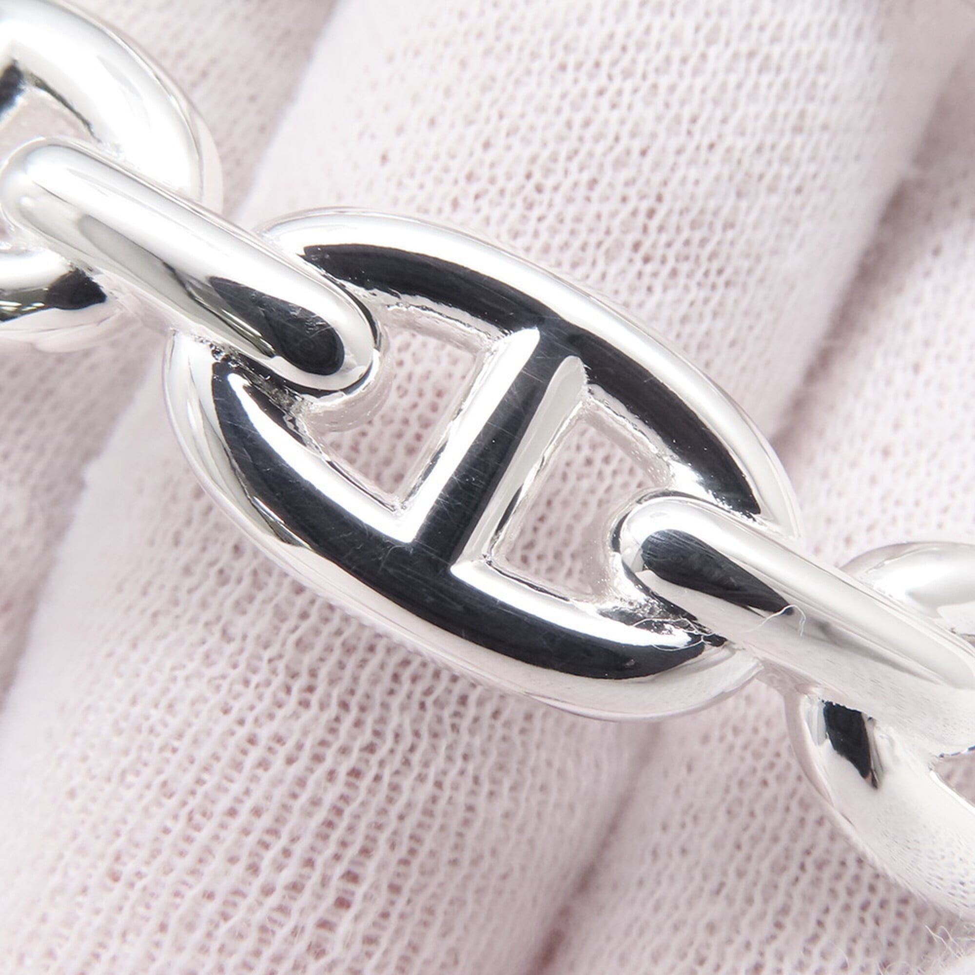 Hermes Chaine d'Ancre Enchainee Double Bracelet, SV925 Silver, Size SH, HERMES Bangle, Enchainee — Like New