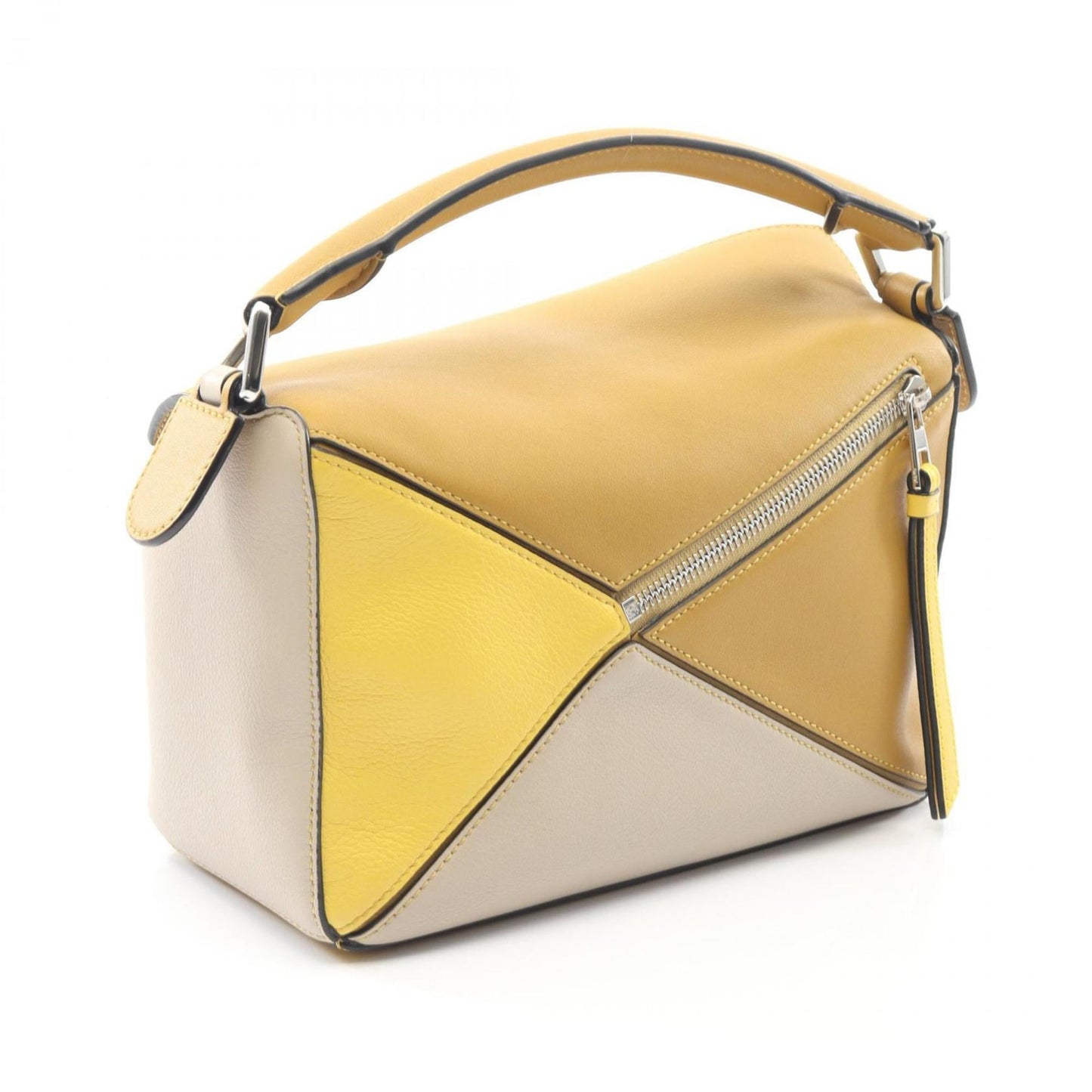 LOEWE Puzzle Bag, small handbag, leather, women's, brown, yellow, beige