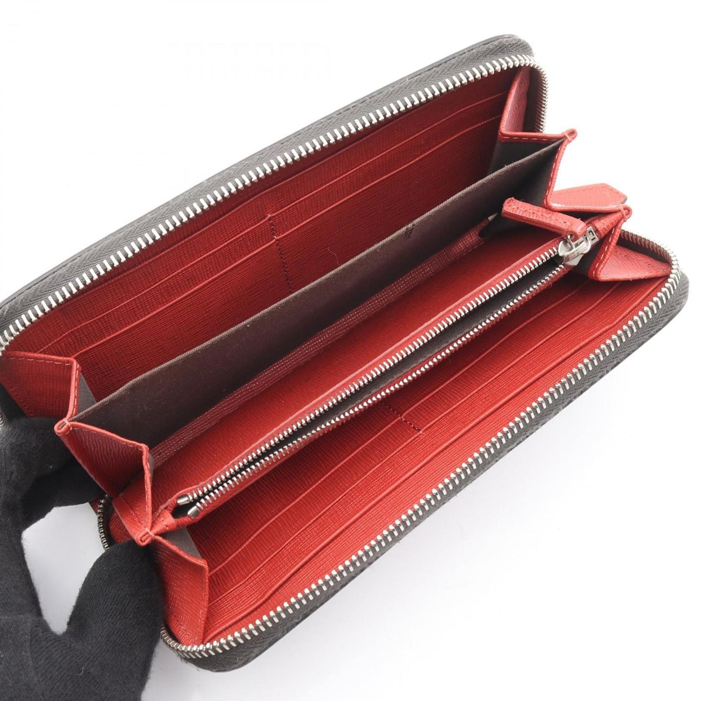 Fendi By the Way round long wallet, leather, women's, gray, beige, multicolor, 8M0299