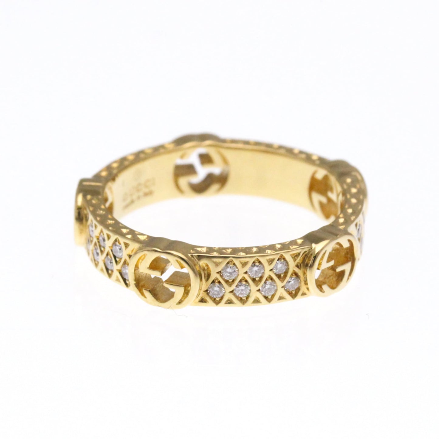 Gucci Interlocking G Diamond Ring Yellow Gold (18K) Fashion Diamond Band Ring Gold