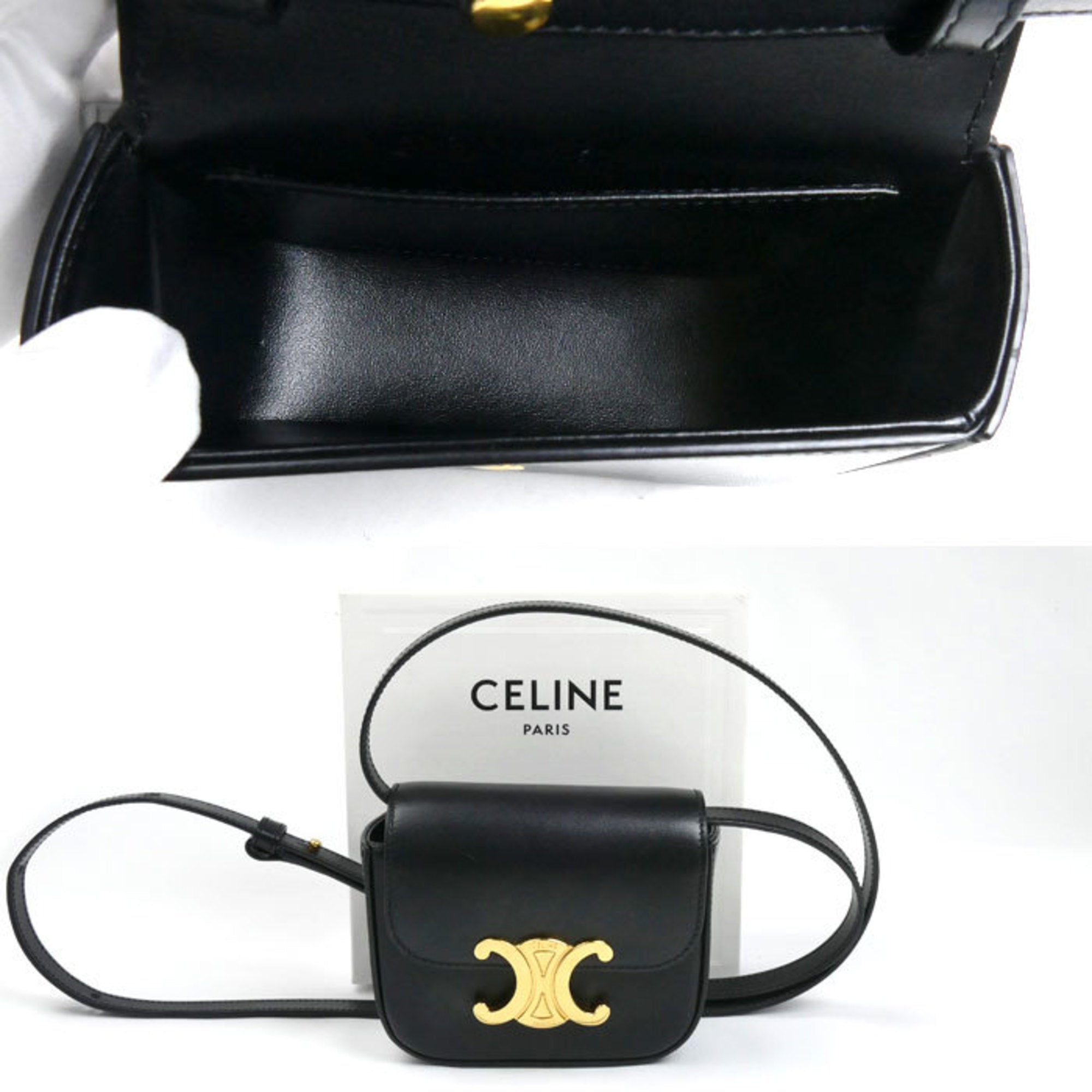 CELINE Triomphe Mini Claude Shoulder Bag, Black, 10I513DPV.38NO, Women's