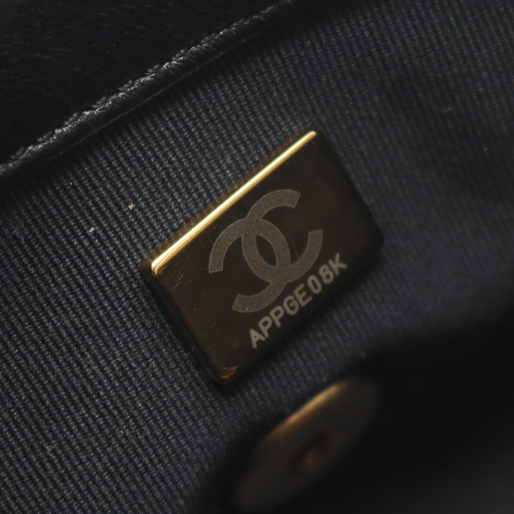 CHANEL Mini Matelasse Shoulder Bag, Lambskin Leather, Women's, Black, AS3205