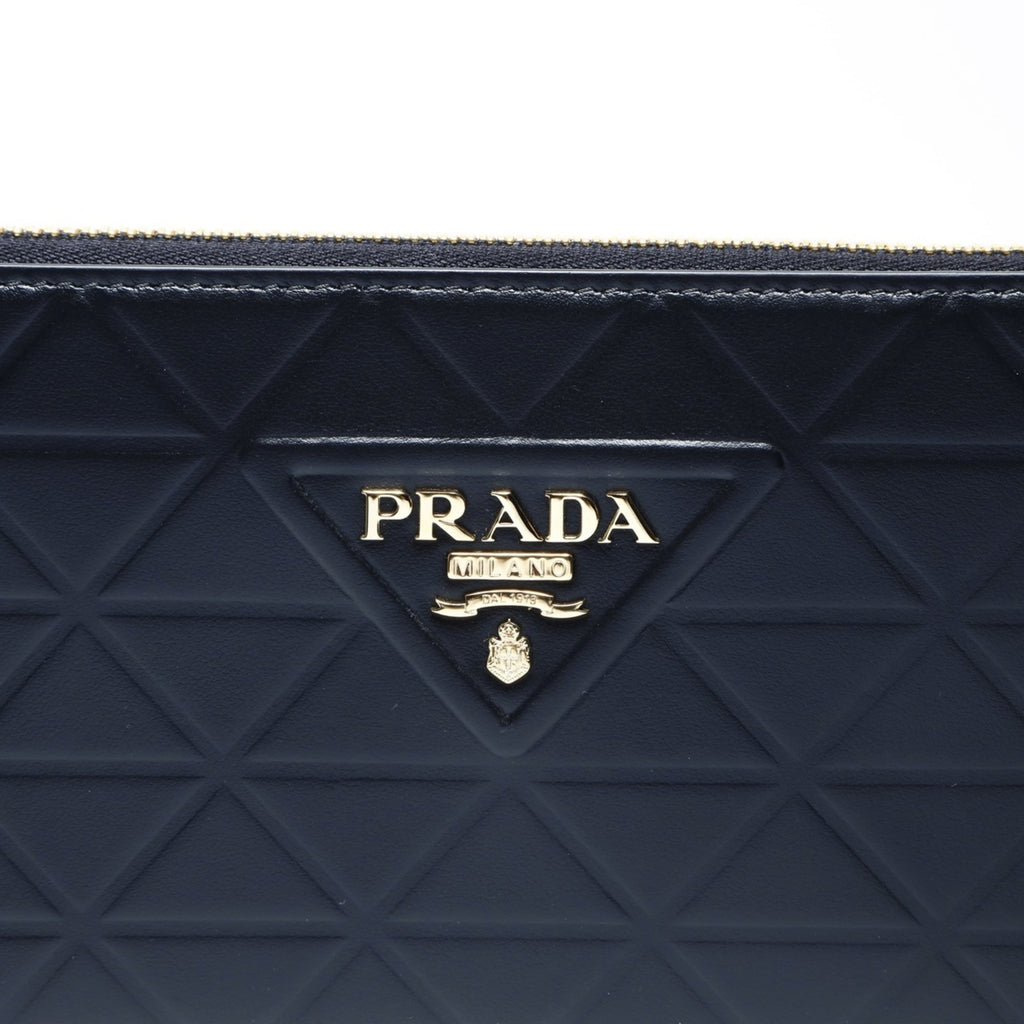 Prada Leather Triangle Long Wallet in Black