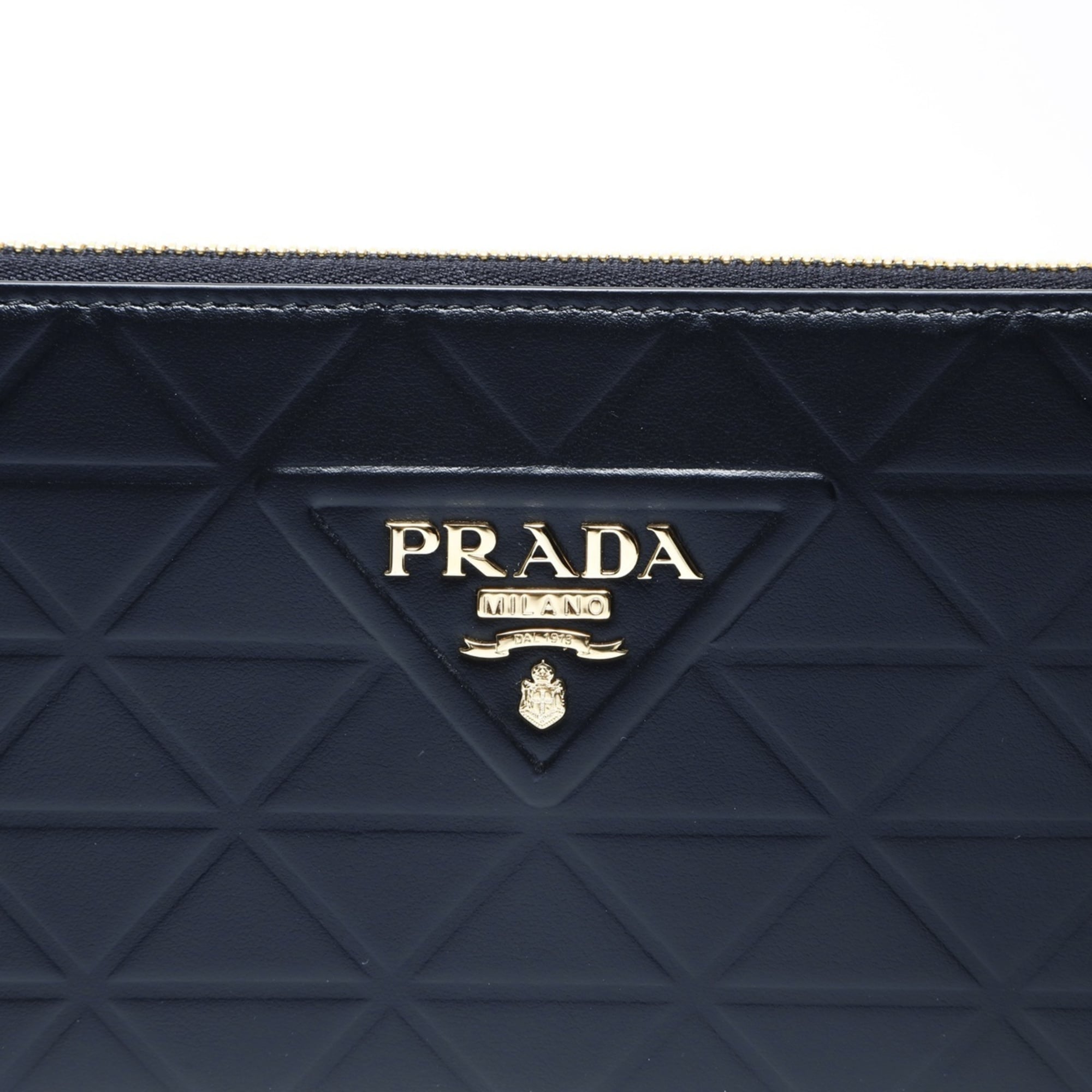Prada Leather Triangle Long Wallet in Black