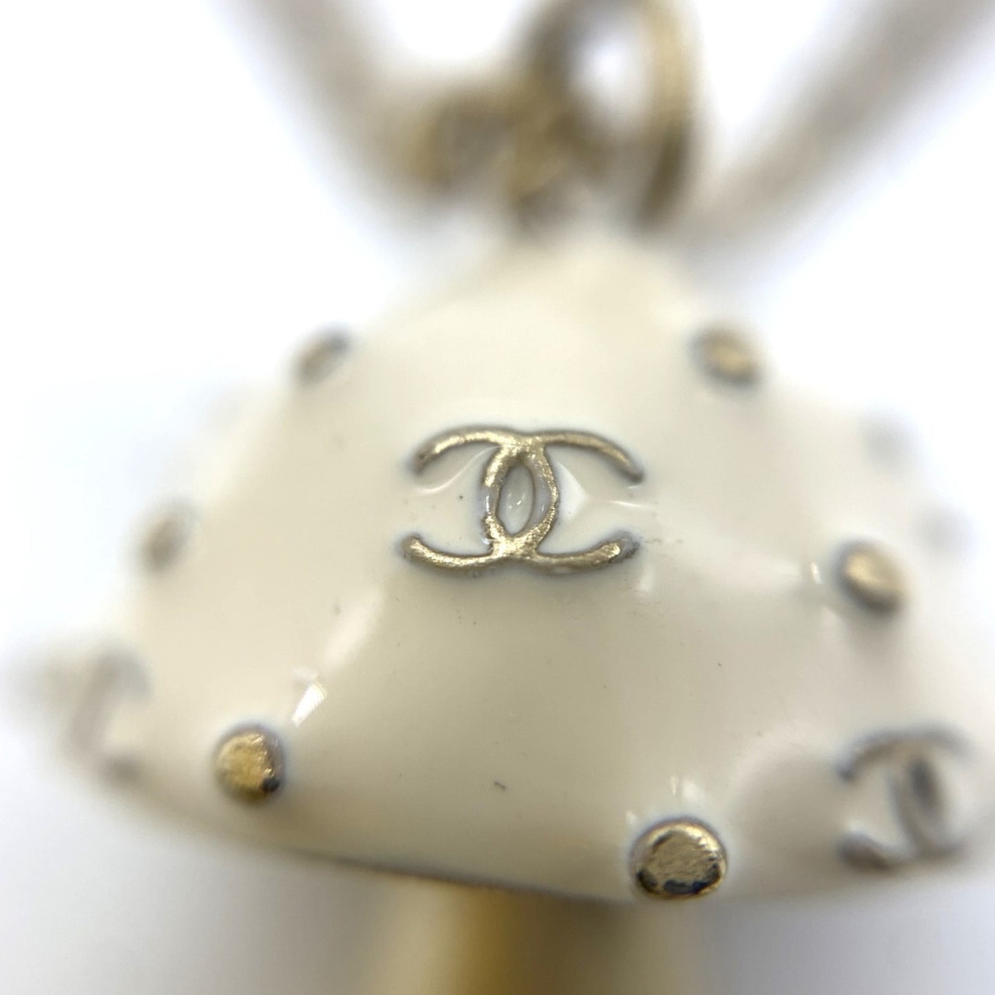 Chanel Mushroom Motif Coco Mark Bracelet, 2003 Model, White/Gold, Women's, GP CHANEL