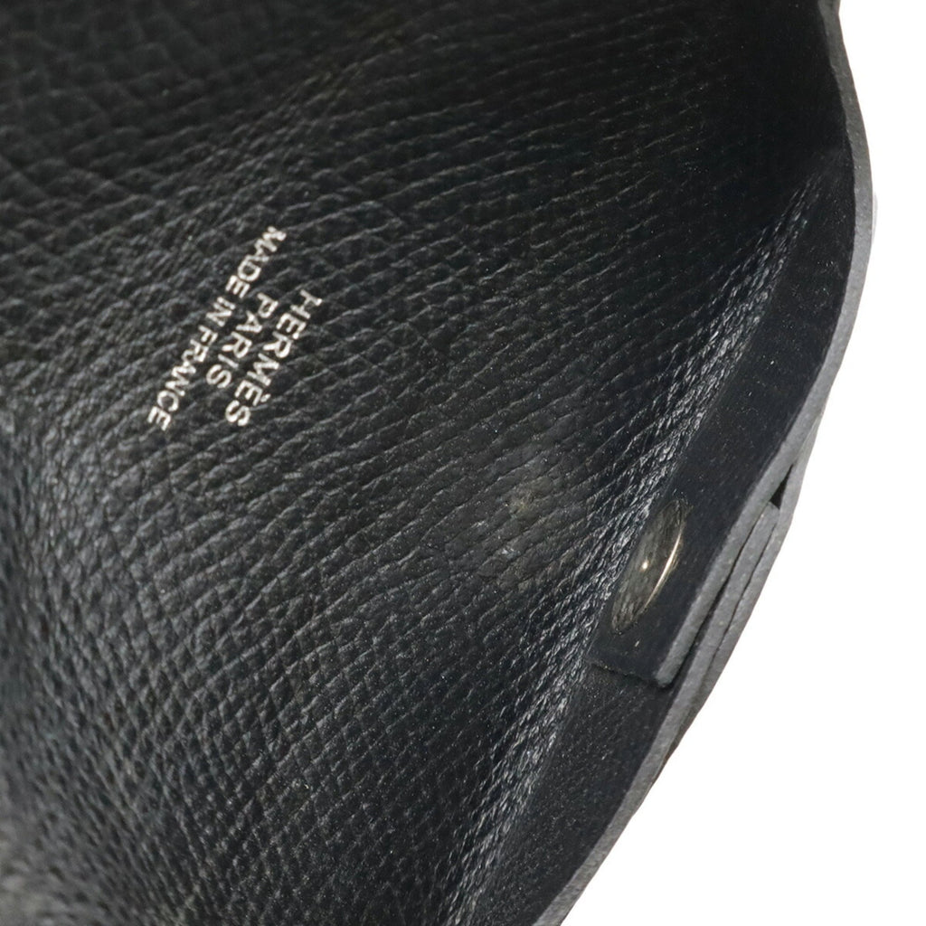 HERMES Bastia coin case, wallet, purse, Veau Epsom leather, black, U stamp