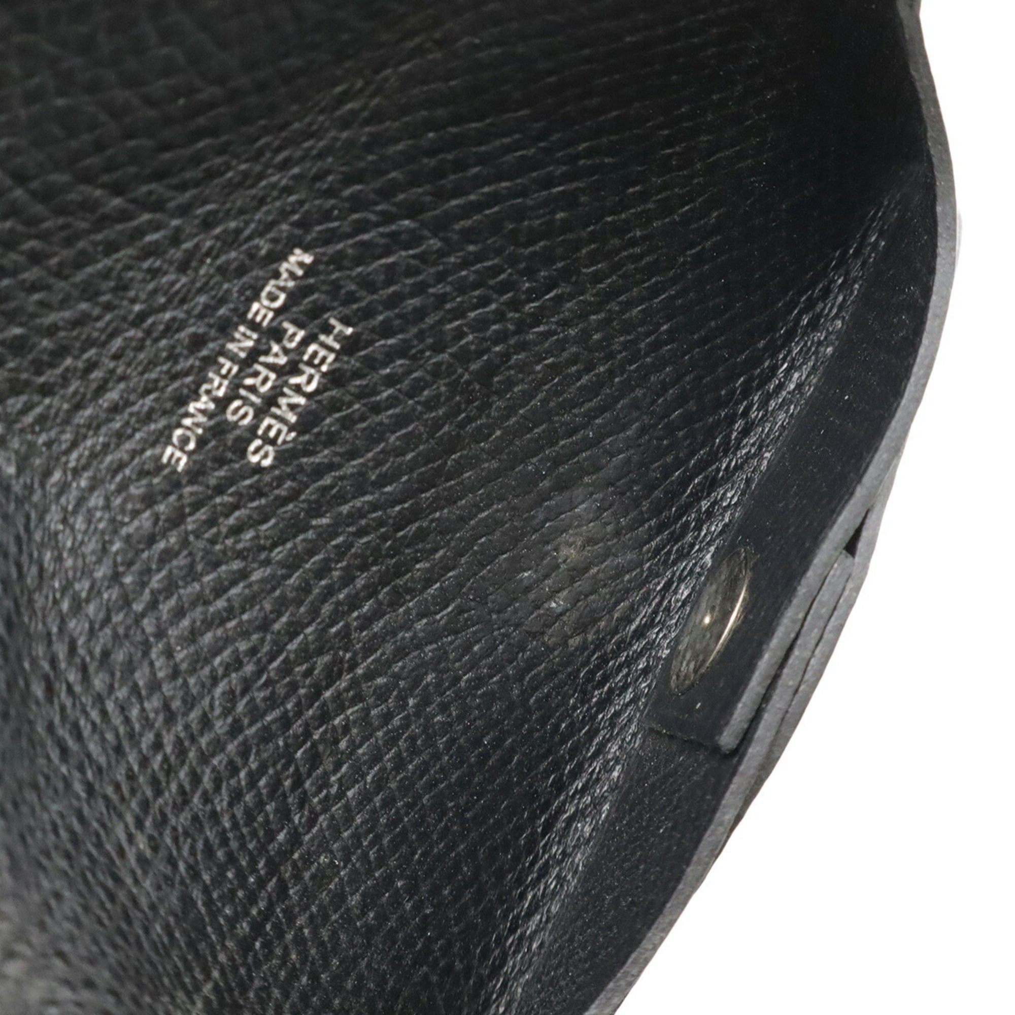 HERMES Bastia coin case, wallet, purse, Veau Epsom leather, black, U stamp