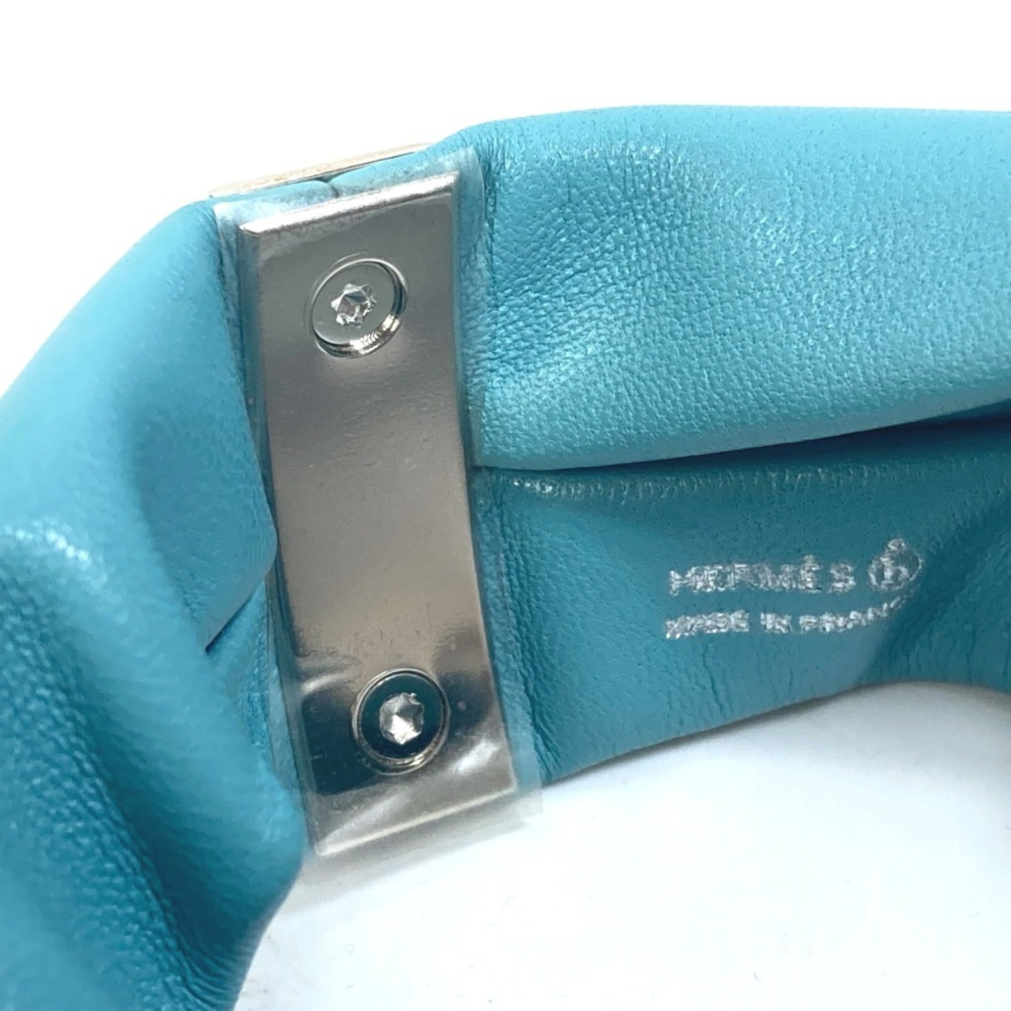 HERMES Medor Torsade Petit H Bracelet, Leather, Women's, Light Blue — Like New