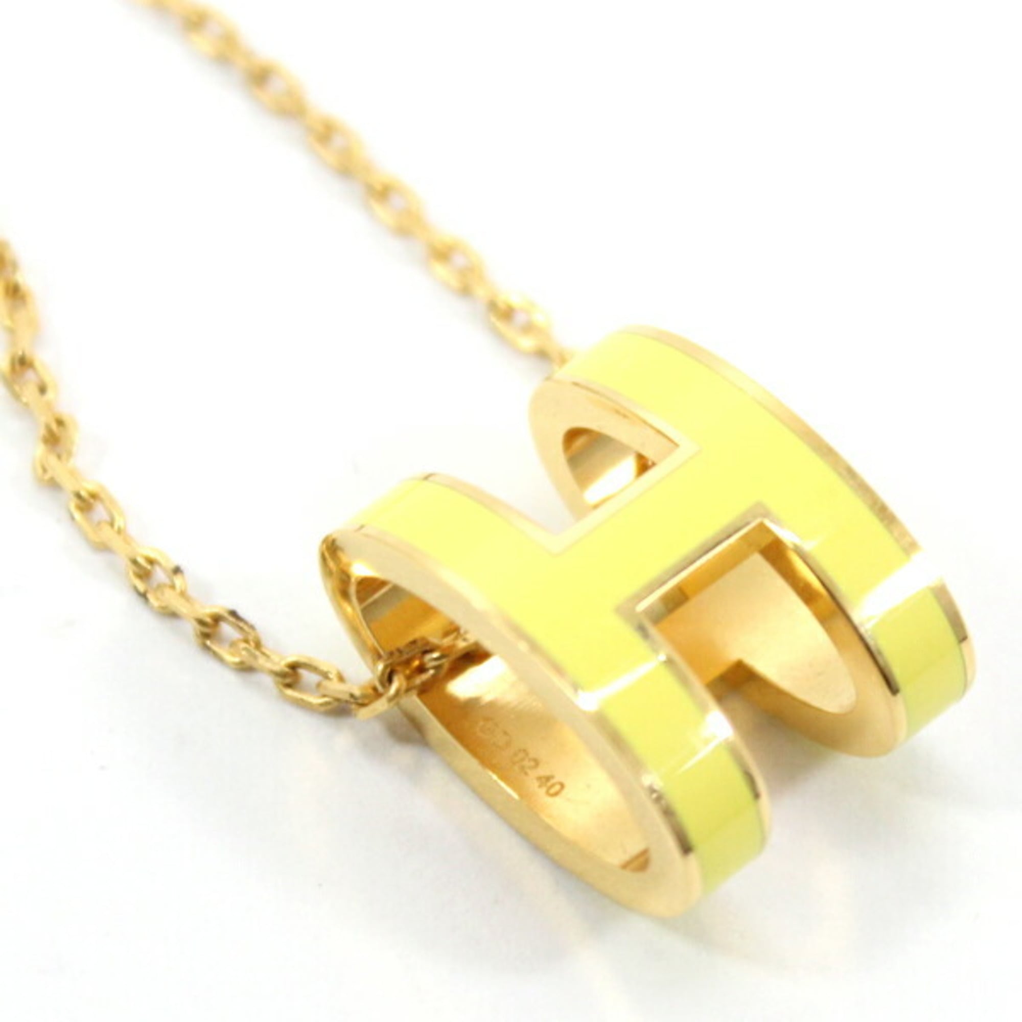 Hermes Hermès Pop H Necklace in Yellow Gold and Lacquer, Women's, T6029 — Like New