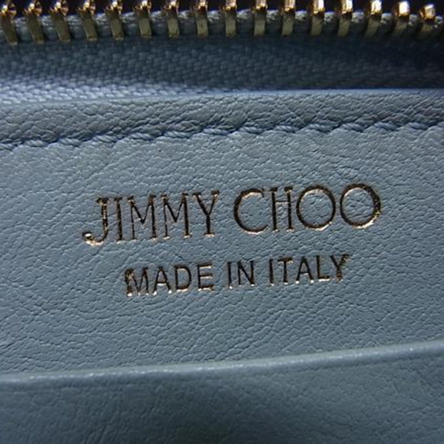 JIMMY CHOO Philippa Light Blue Leather Women's Star Stud Round Long Wallet