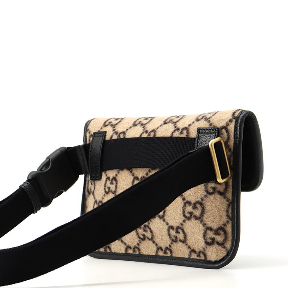 Gucci Body Bag GG Wool Leather 598181 GUCCI Black Handbag Women's — Like New