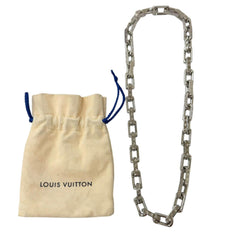 LOUIS VUITTON (Louis Vuitton) 2020 model M64196 Collier Chain Monogram Necklace, Silver, Made in Italy, Men's — Like New
