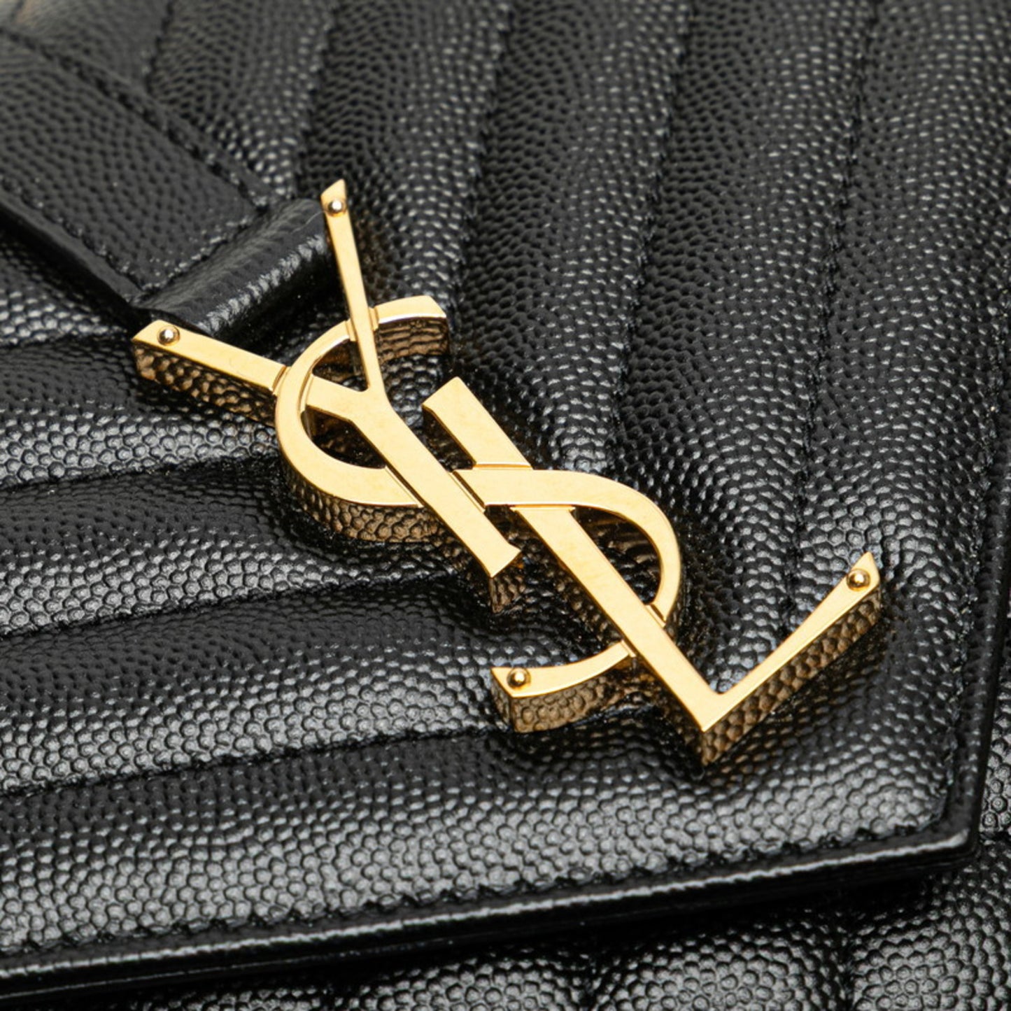 Saint Laurent Envelope Chain Shoulder Bag, Black and Gold Leather, Women's, SAINT LAURENT