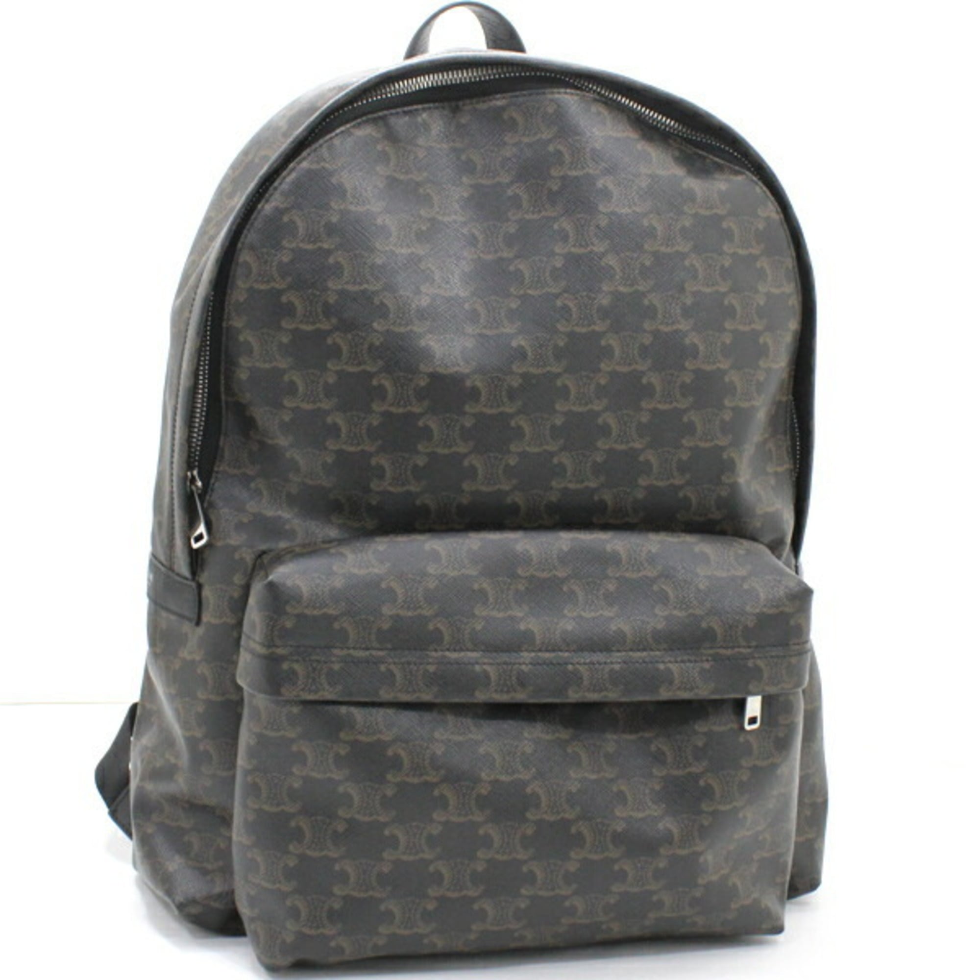 CELINE Backpack Triomphe Canvas Black Brown Rucksack Men's 188382BOV T5686 — Like New