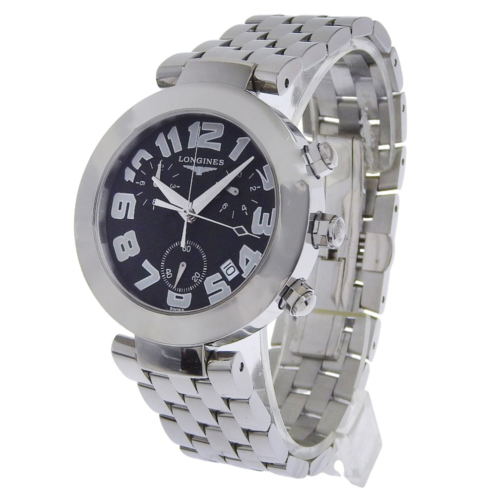 Longines DolceVita Men's Watch L5.677.4 Stainless Steel Silver Quartz Chronograph with Black Dial — Very Good