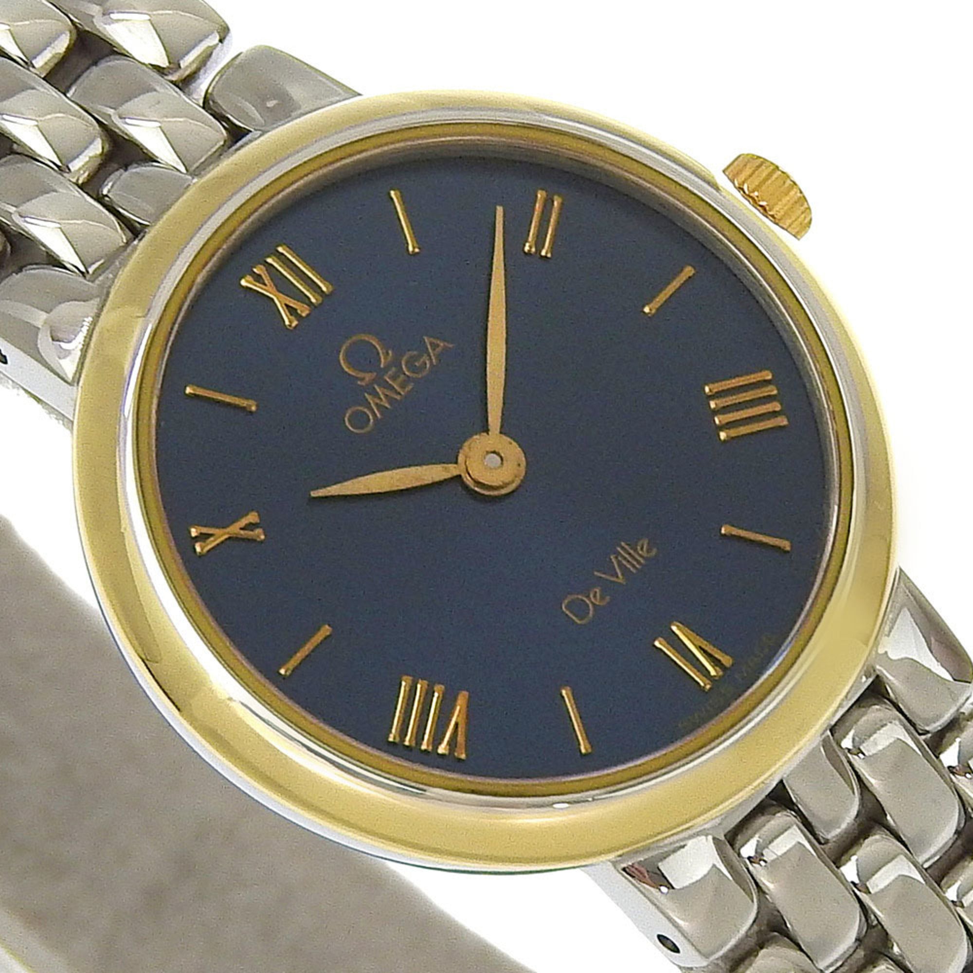 Omega De Ville 7261.83 Stainless Steel Watch, 1993 Model, Quartz, Analog, Black Dial, Ladies' Watch — Good