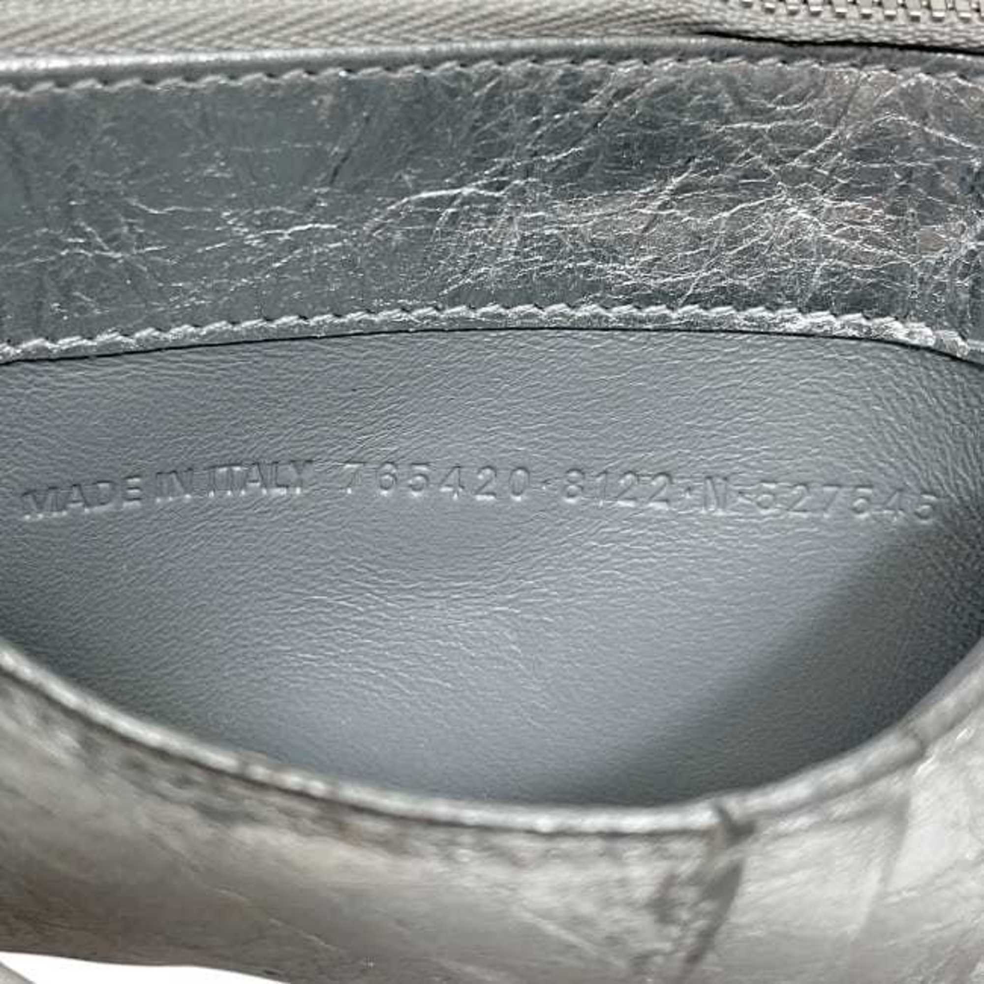 Balenciaga card holder/coin case f-24080 Silver Monaco 765420 Leather coin purse 8122 N 527545 BALENCIAGA BB wallet/pouch/card holder for men and women