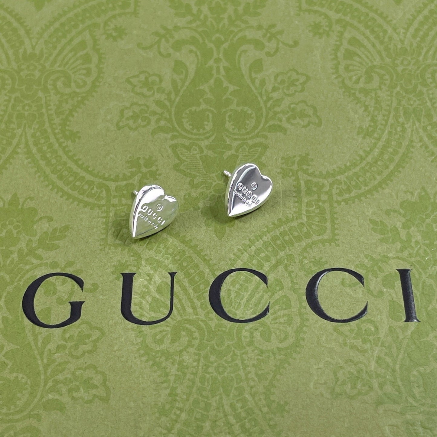 GUCCI Trademark Heart Shape 223990 J8400 8106 Earrings Silver 925 Women's