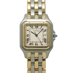 Cartier Panthère LM 3-Row 83083444 Men's Watch, Date, Ivory, Quartz Watch — Like New