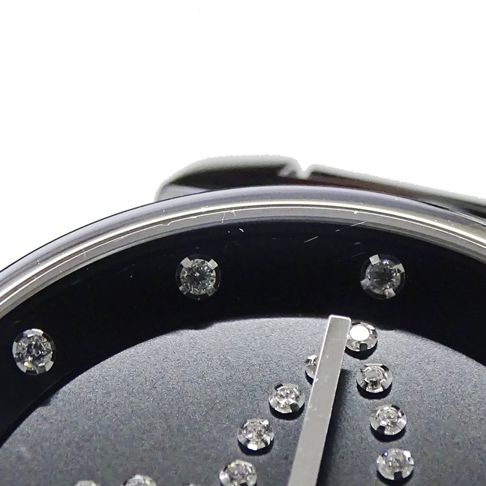 Louis Vuitton LOUIS VUITTON Women's Watch Tambour Forever Diamond Quartz QZ Stainless Steel SS Leather Q12M5 Silver Black — Good
