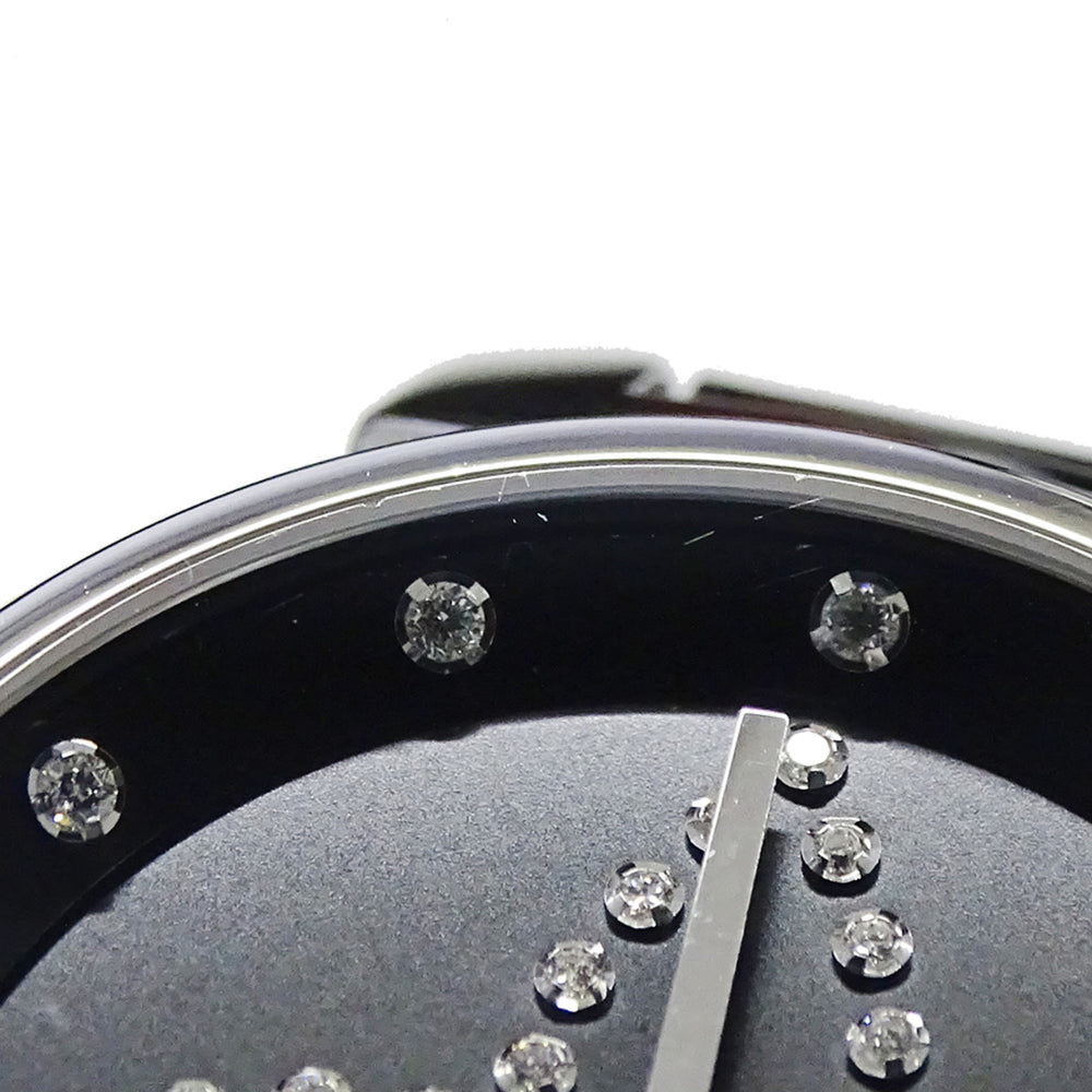 Louis Vuitton LOUIS VUITTON Women's Watch Tambour Forever Diamond Quartz QZ Stainless Steel SS Leather Q12M5 Silver Black — Good