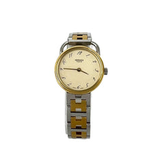 HERMES Arceau Stainless Steel GP Quartz Wristwatch, Silver/Gold, 21563 — Good