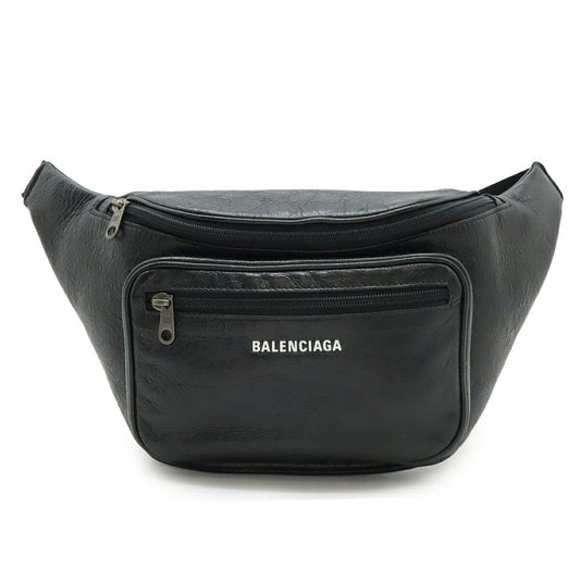 BALENCIAGA Exclusive Line Explorer Belt Bag/Waist Pouch/Body Bag in Black Leather (529550)
