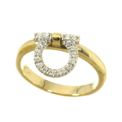 Salvatore Ferragamo Gancini Ring with Diamonds, 18K Yellow Gold (YG) WG (750) — Like New