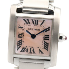Cartier Tank Française SM Watch, Stainless Steel, Ladies, Pink/Pink Shell, W51028Q3 — Very Good